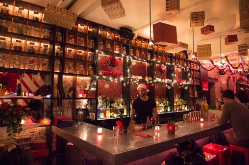 A bartender at Miracle on Ninth Street.