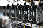 Circuit boards at a cryptocurrency mining facility.