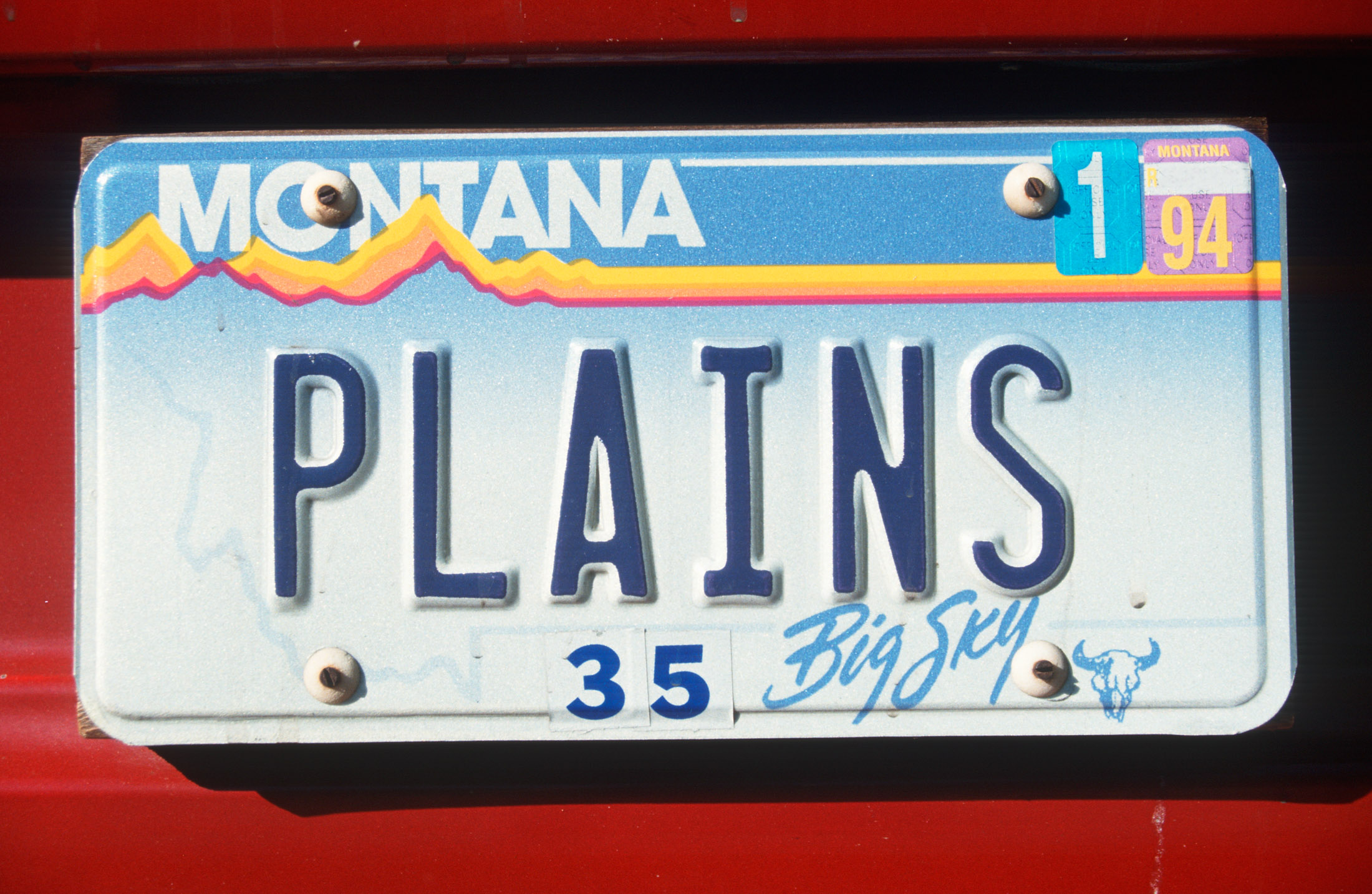 A Montana vanity license plate.&nbsp;