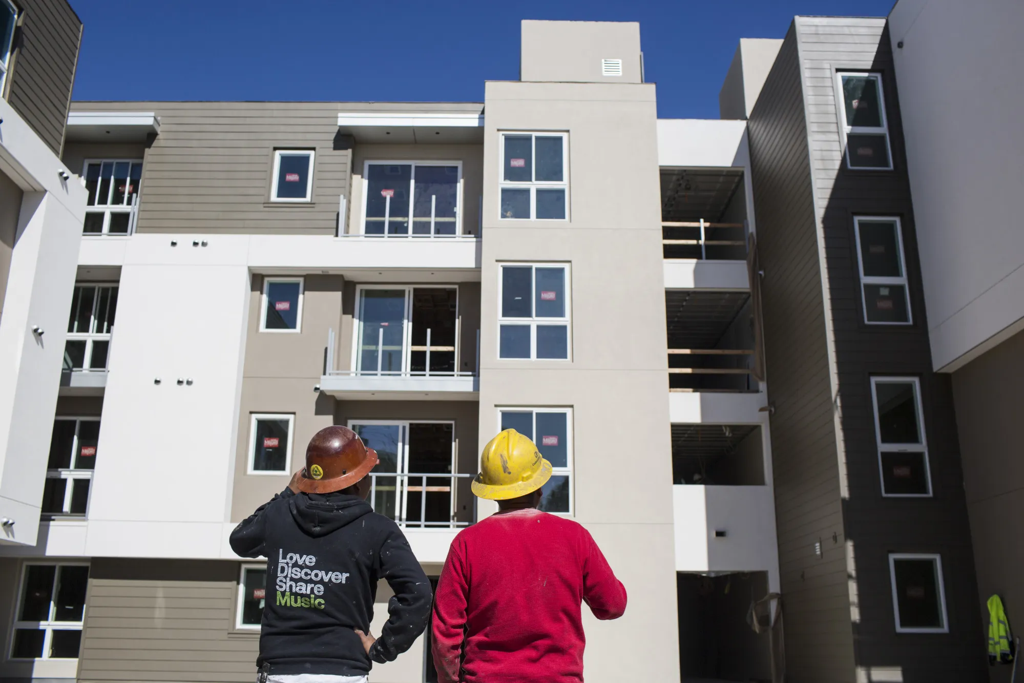 A 61-unit housing project under construction in Los Angeles, on Feb. 15.