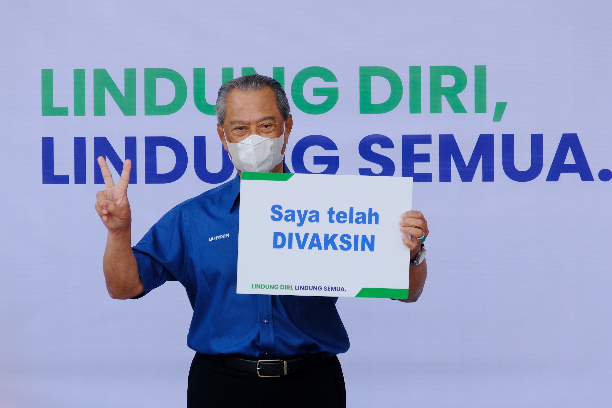 Muhyiddin Yassin at a news conference after receiving the Pfizer-BioNTech Covid-19 vaccine in Putra Jaya, Malaysia, on Feb. 24.