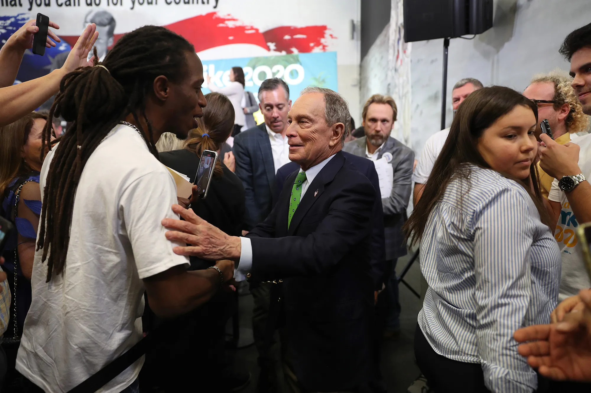 Michael Bloomberg greets people during a campaign stop in Miami on Jan. 26.