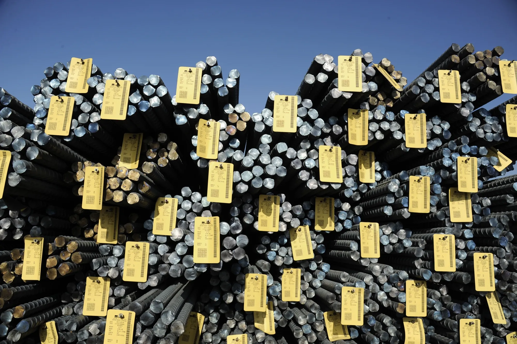 Steel bars at the Gerdau Steel Mill in Rancho Cucamonga, California.