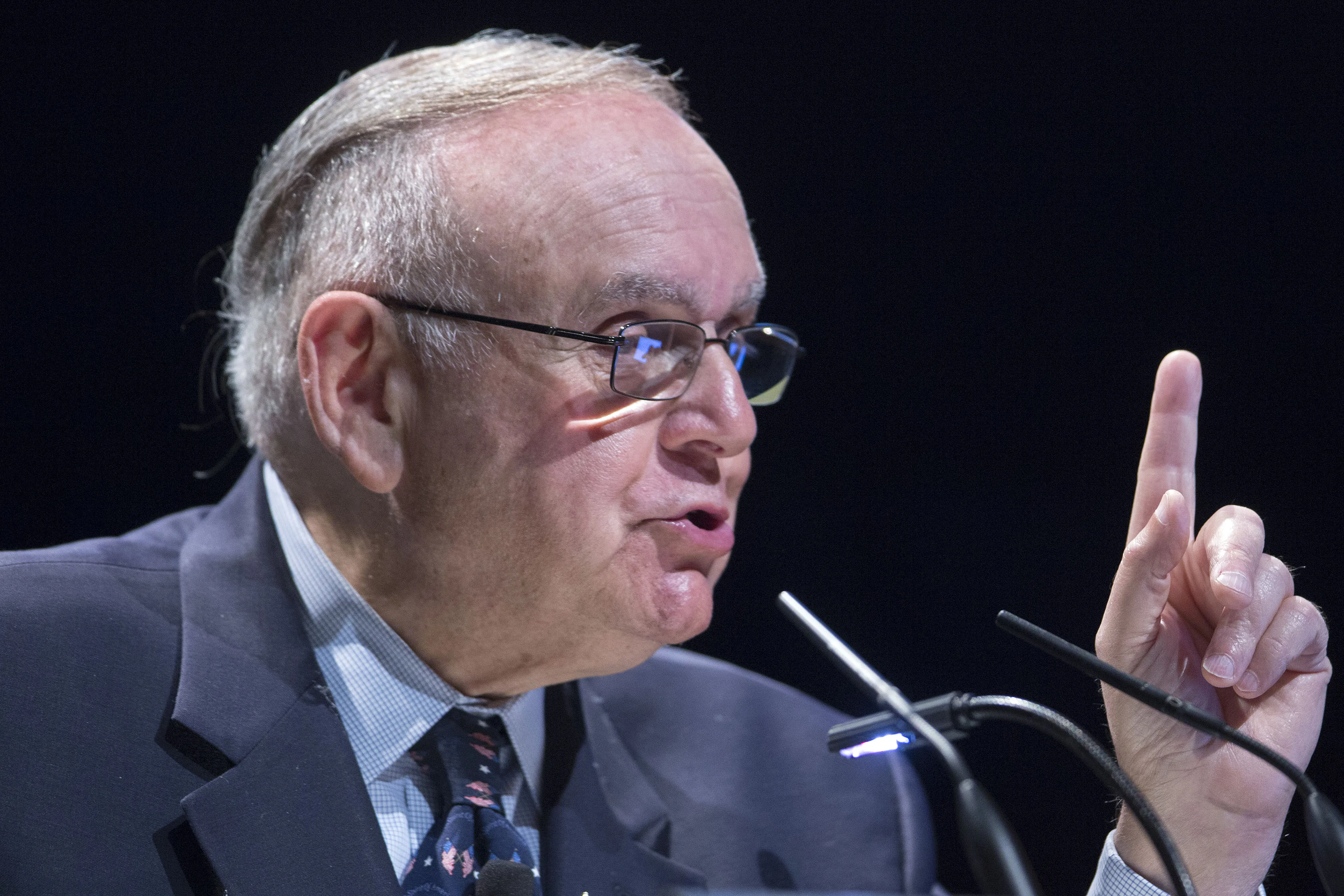 Leon Cooperman, founder, chairman and chief executive officer of Omega Advisors Inc., speaks during the 20th Annual Sohn Investment Conference in New York, U.S., on Monday, May 4, 2015. Since 1996 the Sohn Investment Conference has brought together the world's savviest investors to share fresh insights and strategies in support of pediatric cancer research and treatment.
