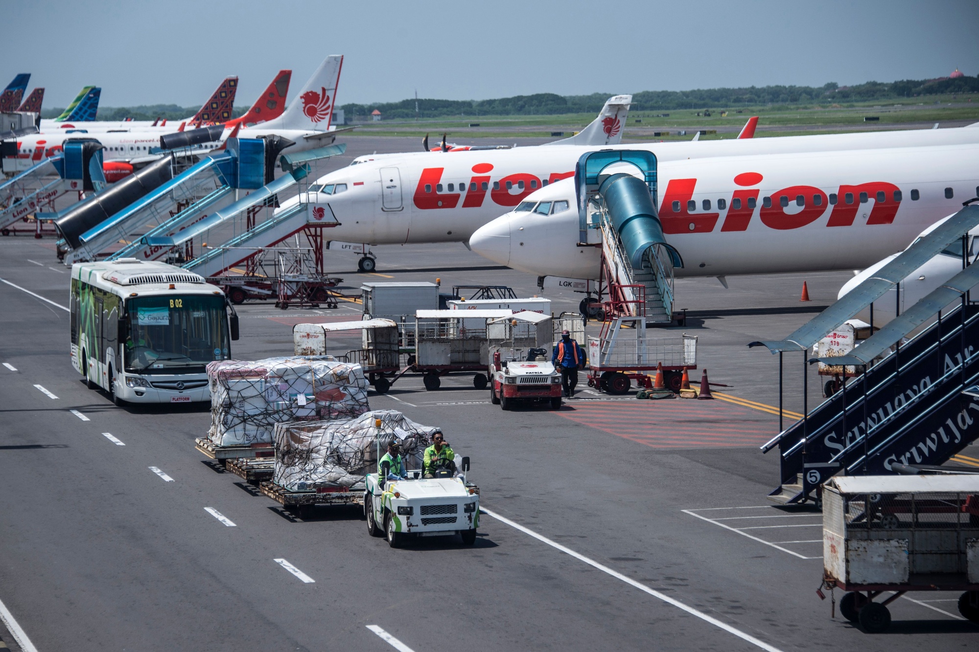 Lion Air aircraft are parked on the tarmac at Juanda International airport in Surabaya, Indonesia on April 24.