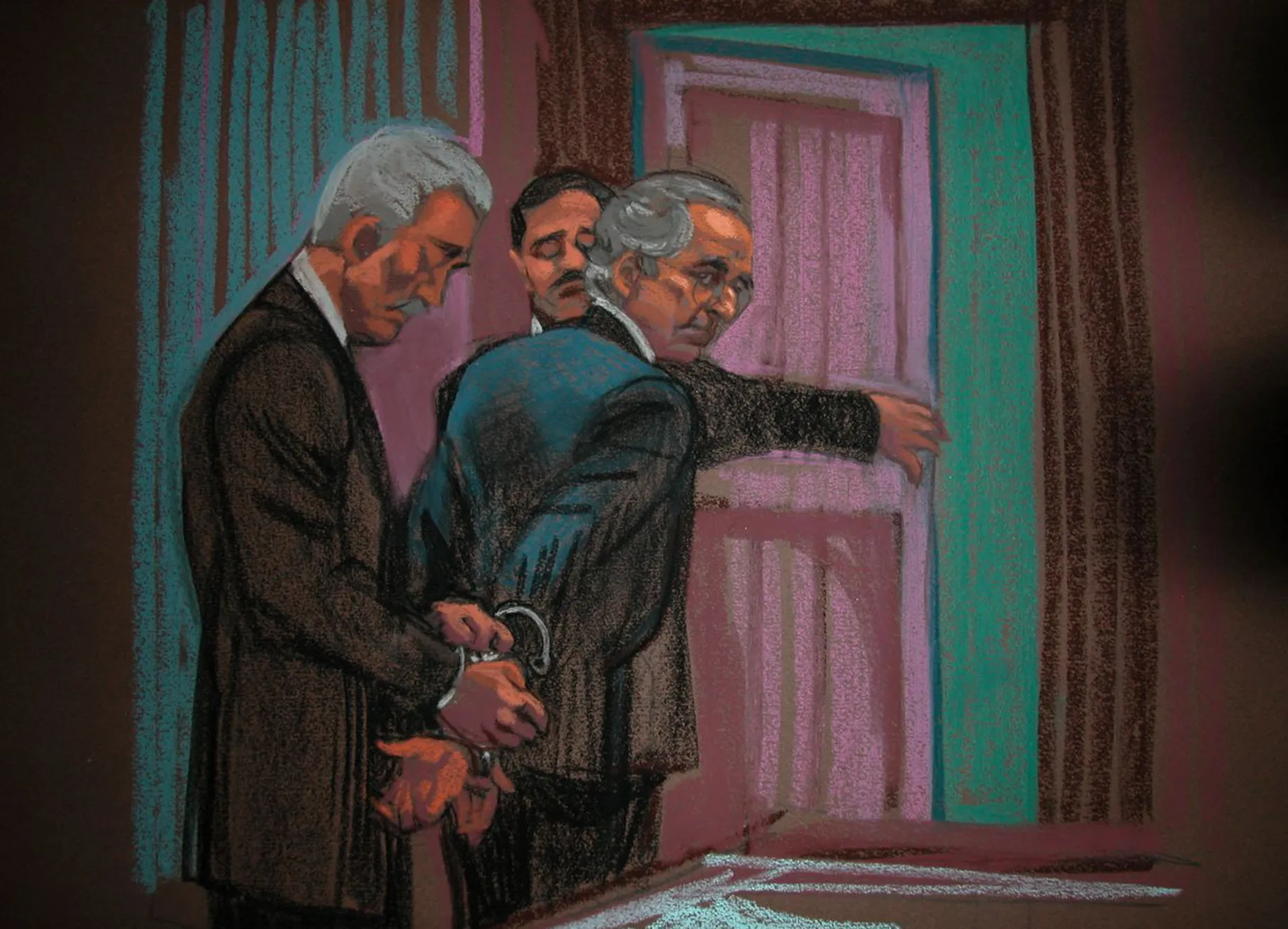 Bernard Madoff&nbsp;is placed in handcuffs inside Manhattan federal court in New York.&nbsp;