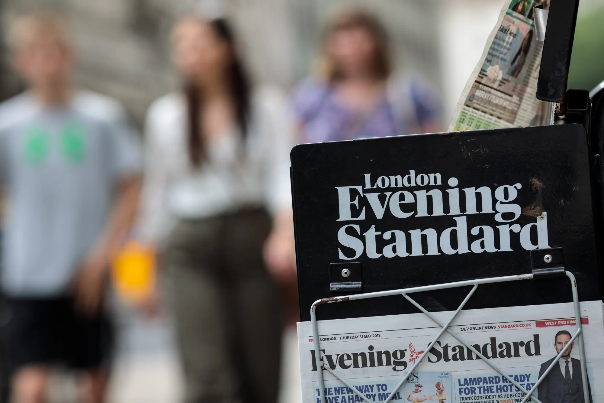 Copies of the London Evening Standard newspaper&nbsp;in London.