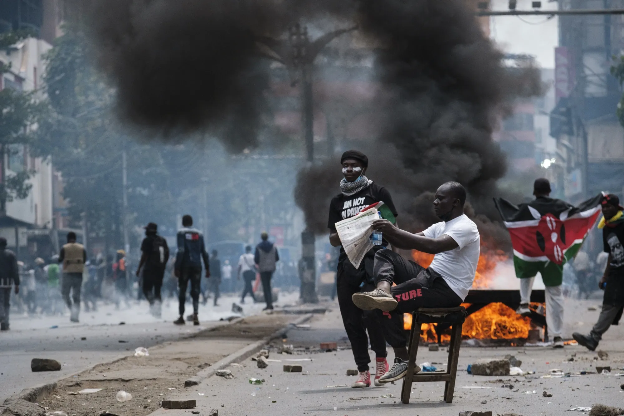 Anti-government protesters during a demonstration in Nairobi on July 2.