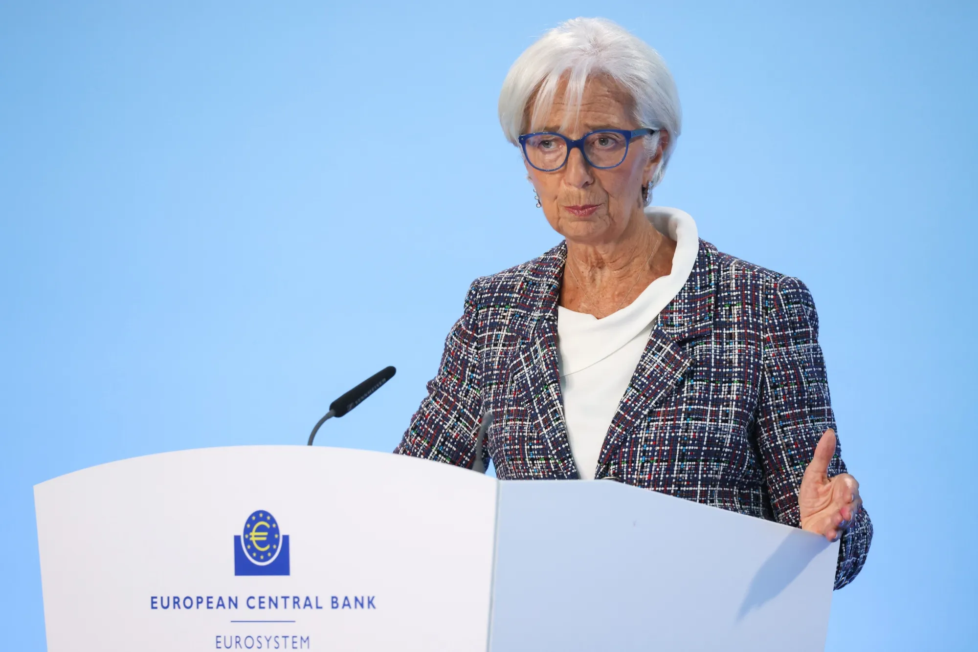 Christine Lagarde at a rates decision news conference in Frankfurt, Germany&nbsp;on July 18.