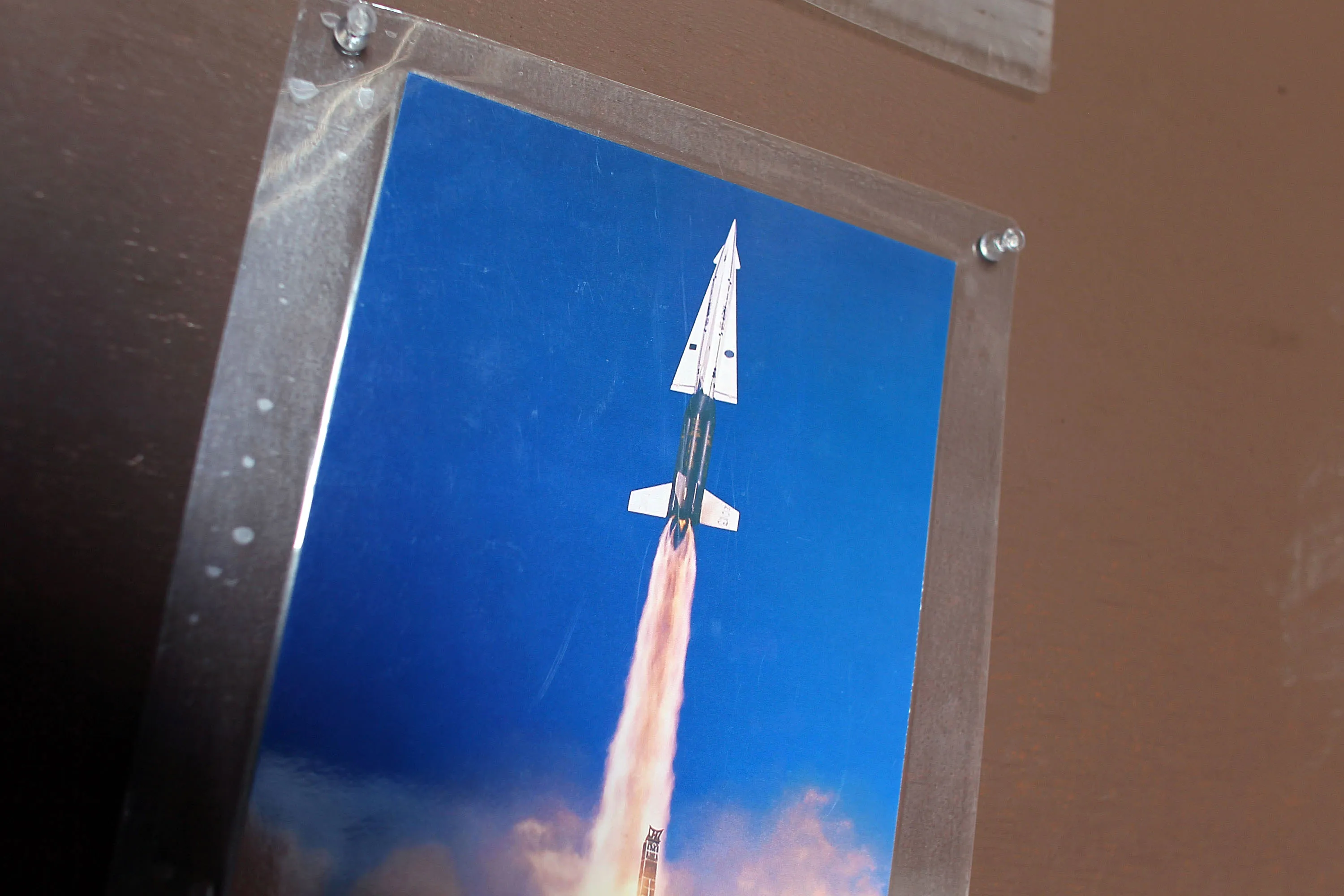 A picture of a Nike missle in one of the "barns"&nbsp;used to store and potentially launch both conventional and nuclear tipped Nike missiles in the Everglades National Park near Everglades City, Florida.&nbsp;