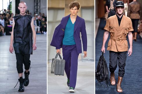 From left: Looks from Rick Owens, Berluti, and Balmain Spring/Summer 2016, shows that Stoudemire attended with his wife Alexis.