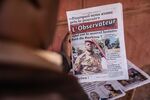 A newspaper with a picture of Paul-Henri Sandaogo Damiba, in Ouagadougou.