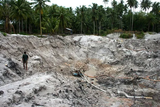 An area damaged by tin mining in Indonesia’s Bangka-Belitung province in 2008