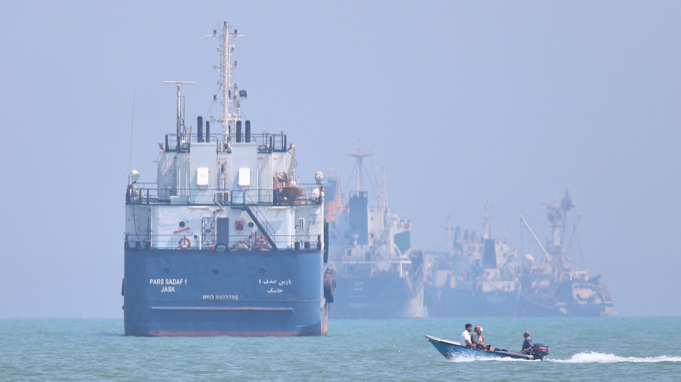 Ships in the Strait of Hormuz near Bandar Abbas, Iran, on June 11. Photographer: Amirhosein Khorgooi/ISNA/AP Photo