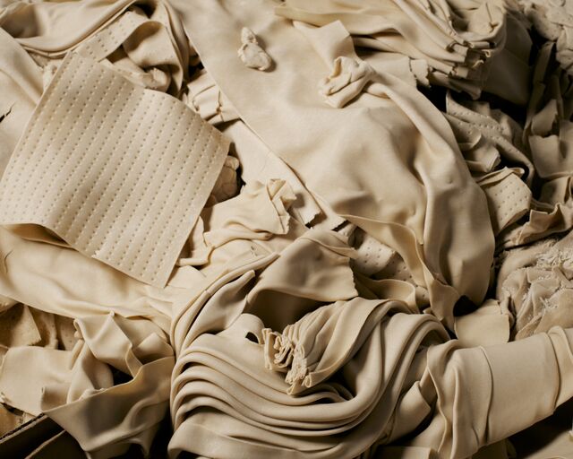 A pile of dough discards become animal feed.