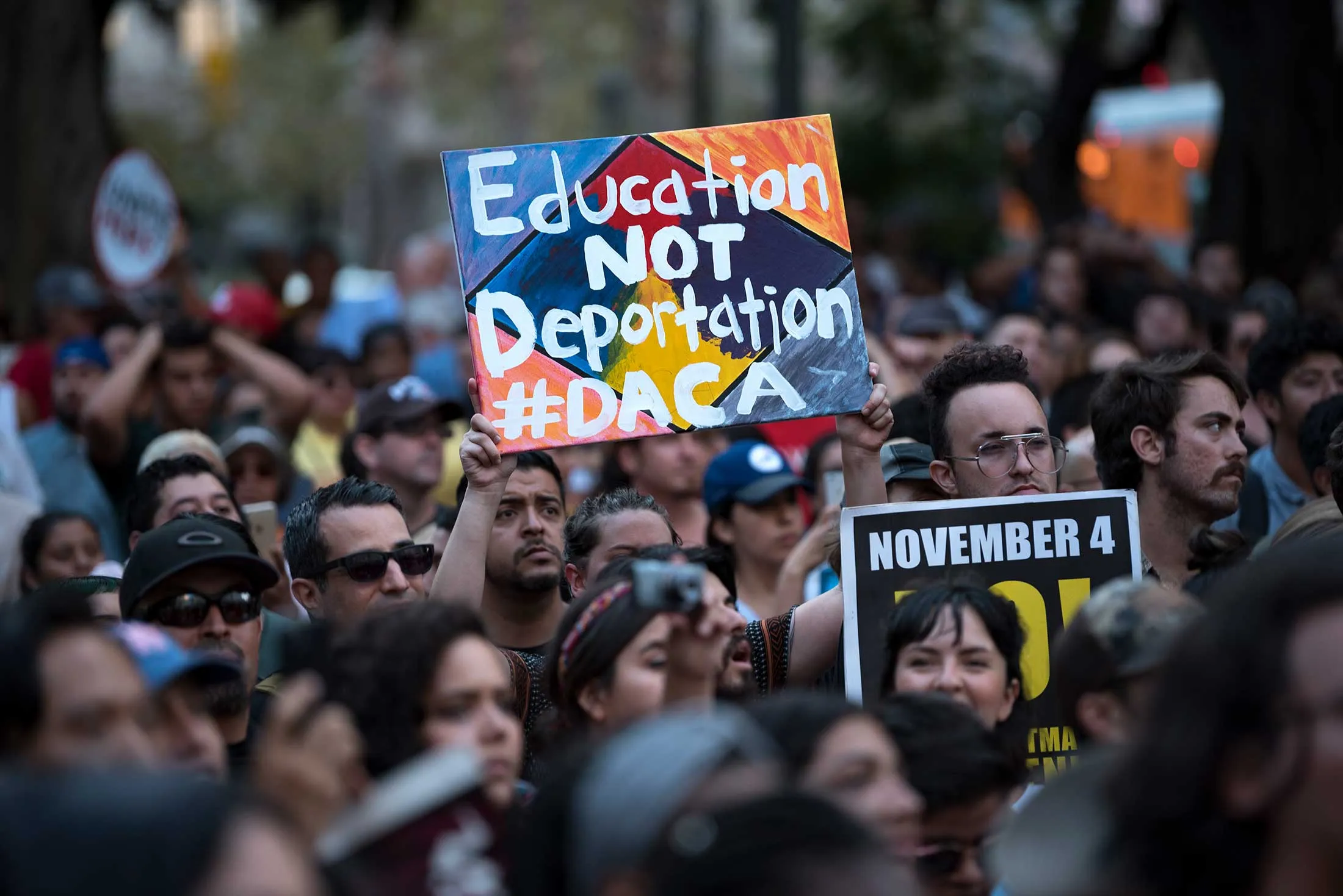 Supporters of the Deferred Action for Childhood Arrivals program protest the Trump administration’s move to end&nbsp;DACA&nbsp;in Los Angeles on Sept. 5, 2017.