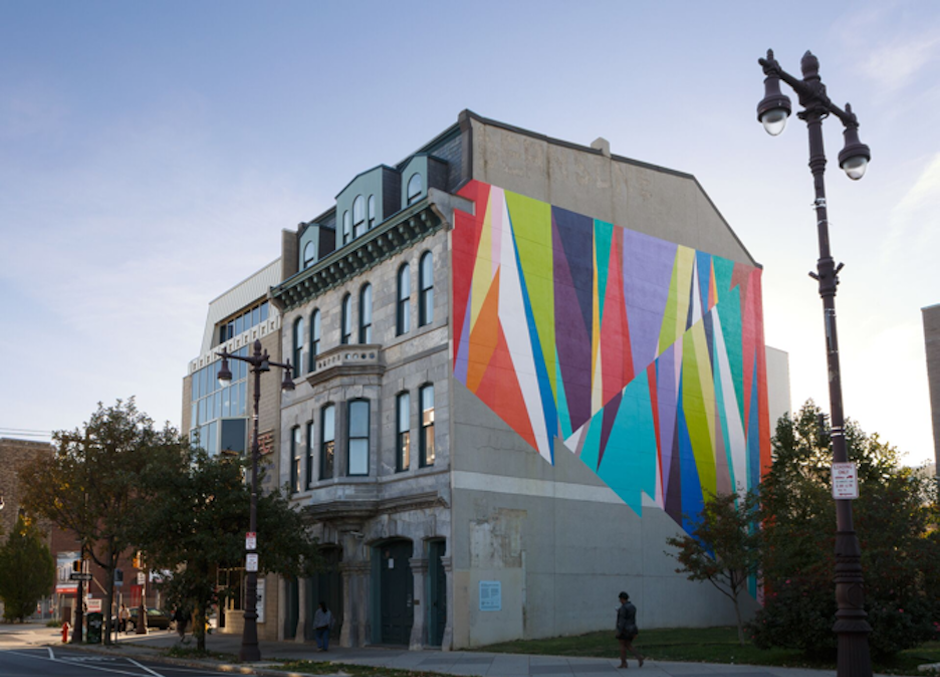 Odili Odita's &quot;Our House&quot; as seen on Broad Street in Philadelphia. He'll be bringing his colorful, geometric forms to Cleveland as part of the Front International Cleveland Triennial for Contemporary Art