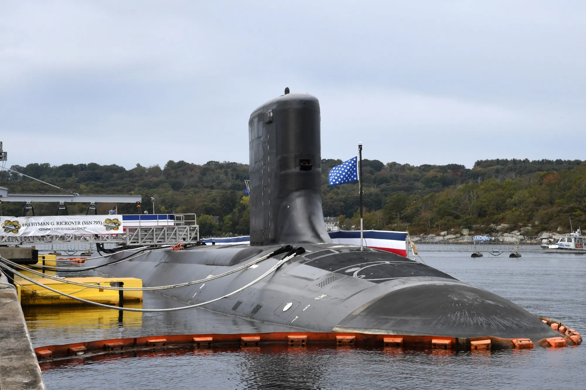 USS Hyman G. Rickover during a commissioning ceremony at submarine base in Groton, Connecticut, on Oct. 14, 2023.