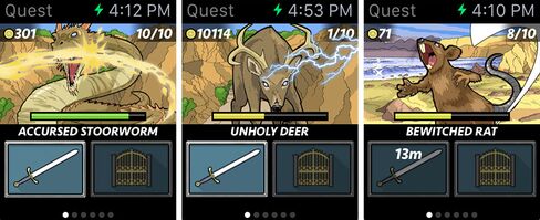 Screenshots from Runeblade, the first Apple Watch game from Everywear Games.
