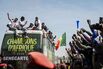 Senegal's national football team greets supporters during a trophy parade in Dakar, on Jan. 20.