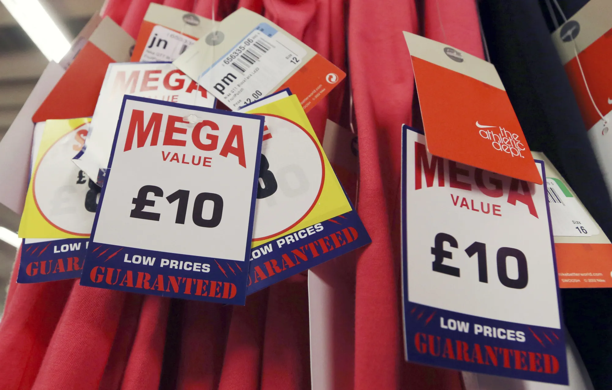 Sports clothing&nbsp;displayed for sale inside a Sports Direct International Plc store in London, U.K.