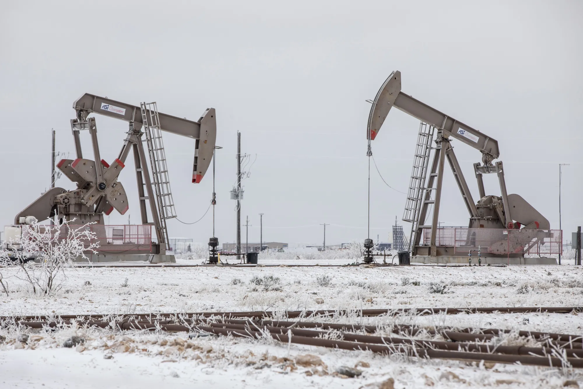 Pumpjacks in the Permian Basin in Midland, Texas.
