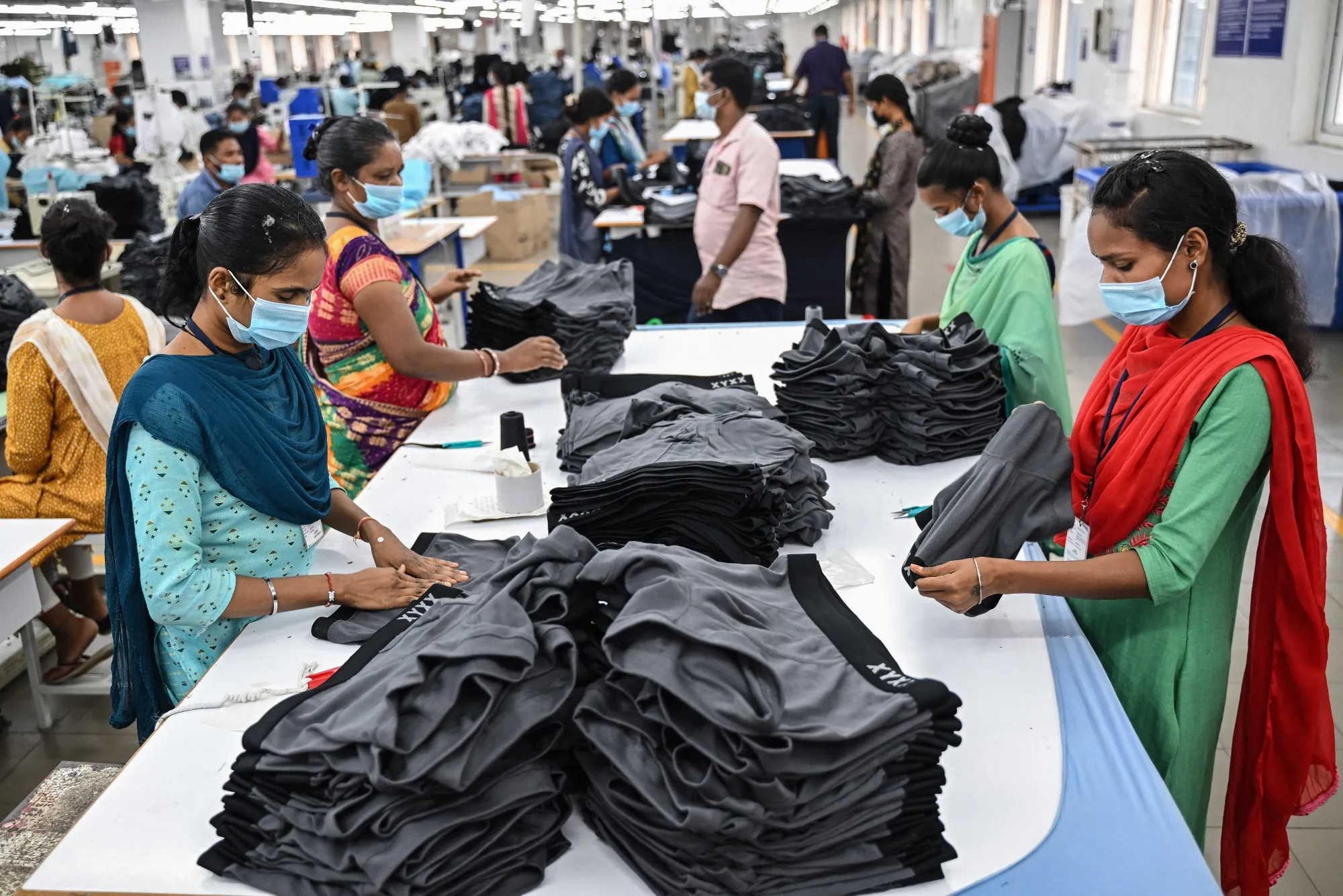 Workers at a garment factory in Tiruppur, India.