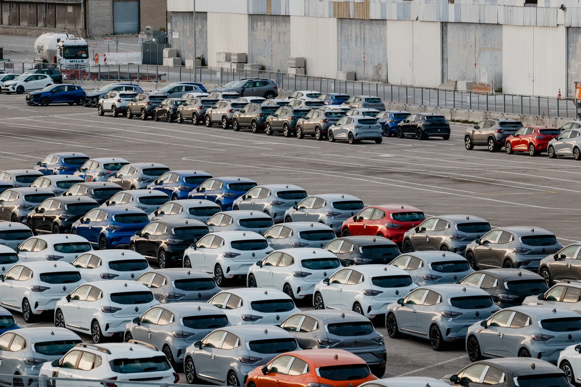 Newly manufactured Renault vehicles at the port of Marseille on Feb. 18.