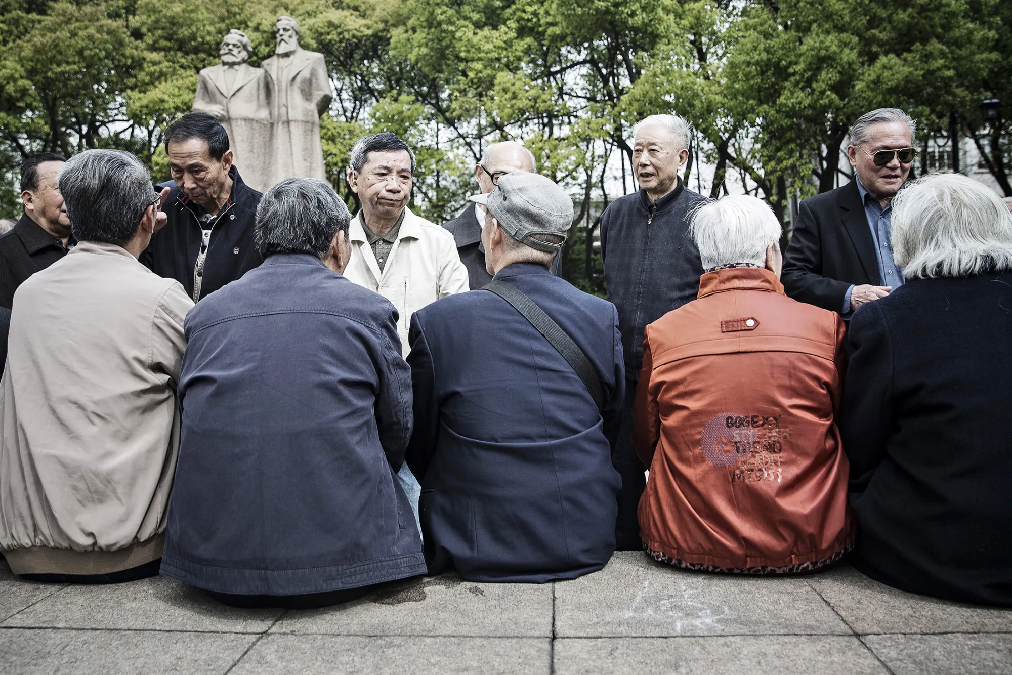 Elderly people at Fuxing Park in Shanghai.
