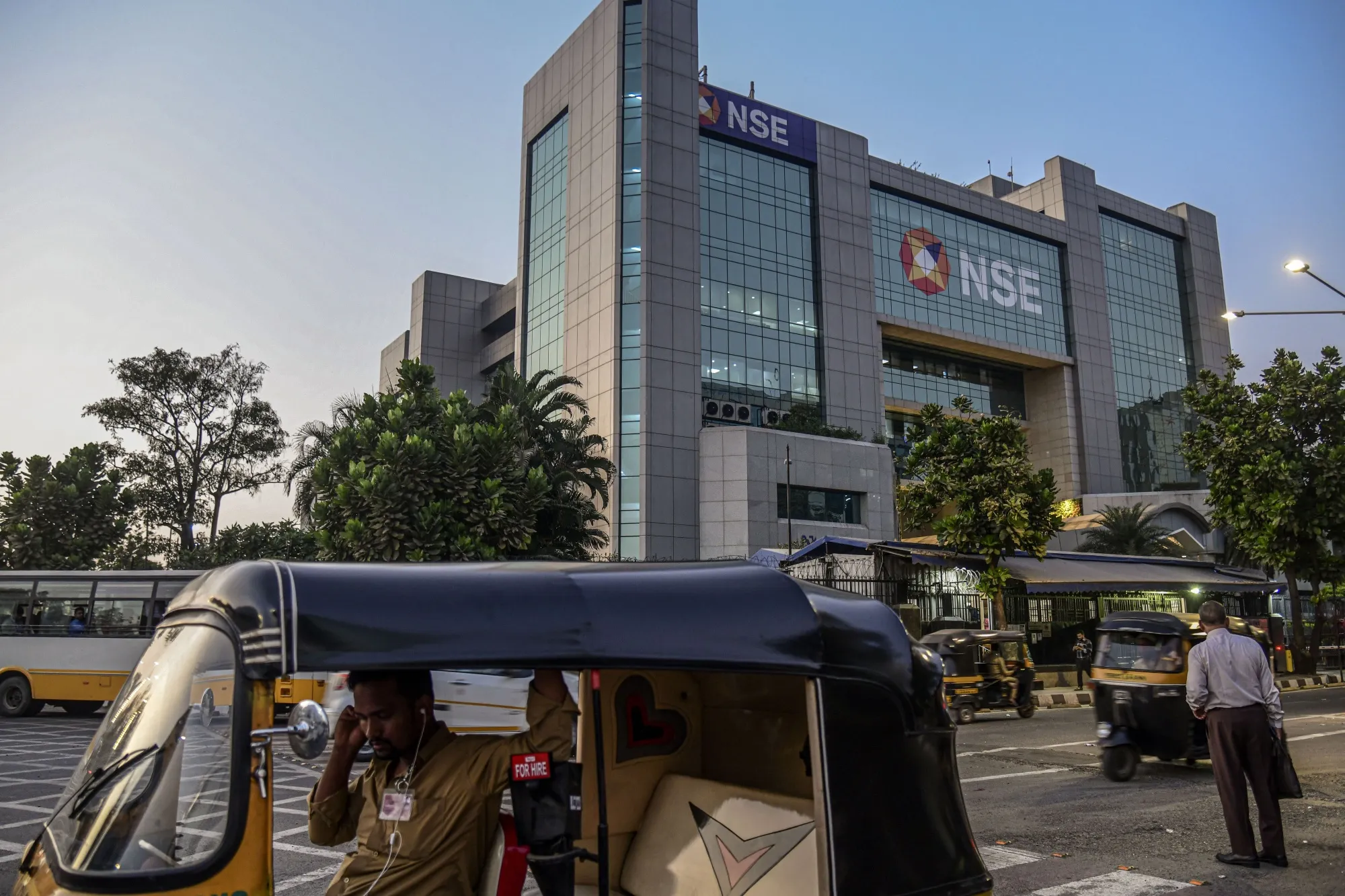 Outside the National Stock Exchange of India building in Mumbai.&nbsp;