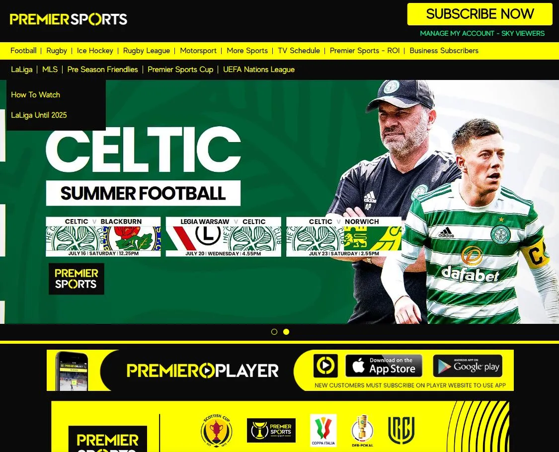 The Premier Sports website.