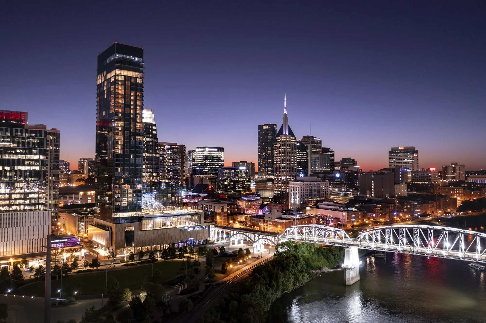 The Four Seasons Hotel & Residences, second left, in Nashville.