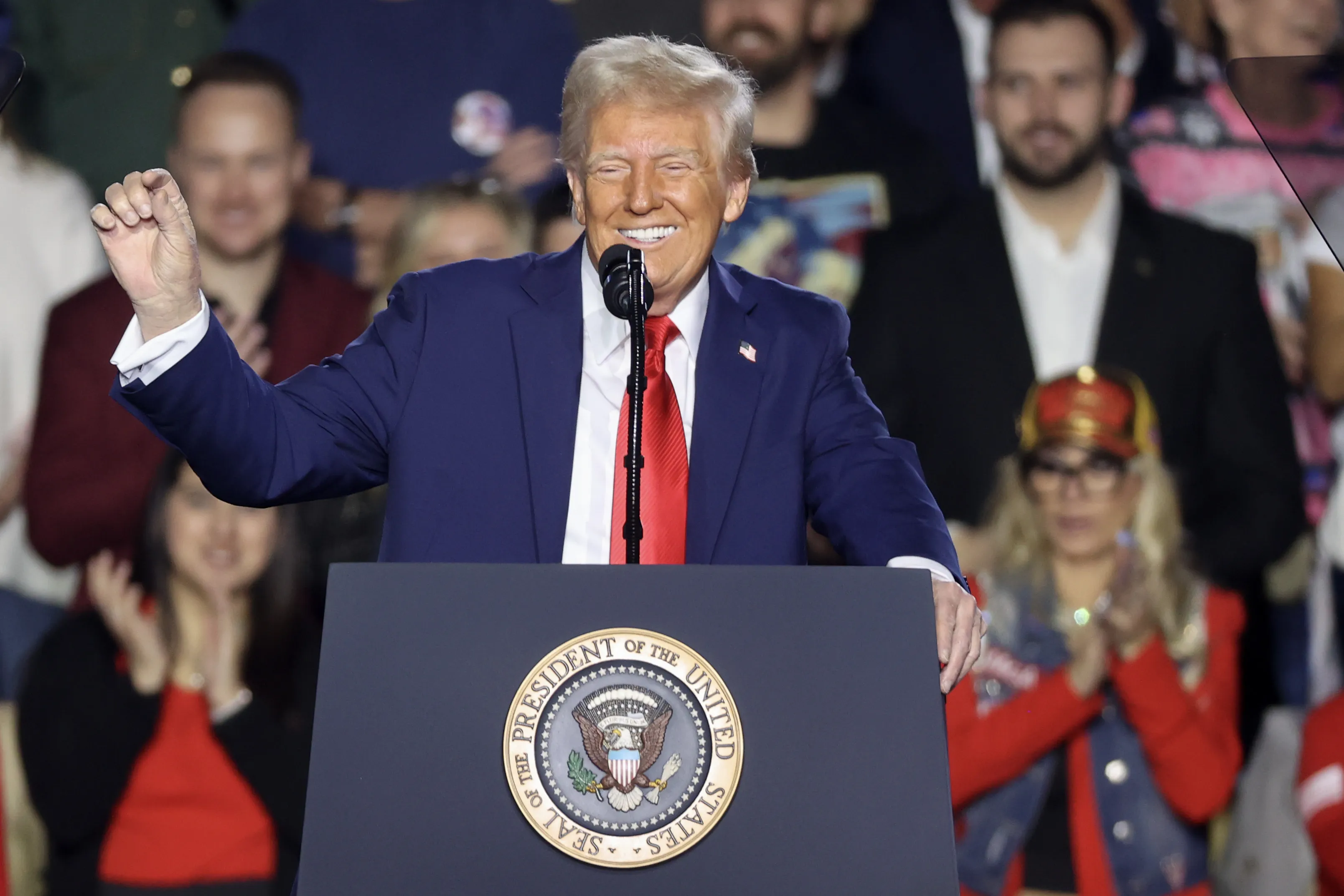 US President Donald Trump speaks at a rally in Las Vegas on Jan. 25.