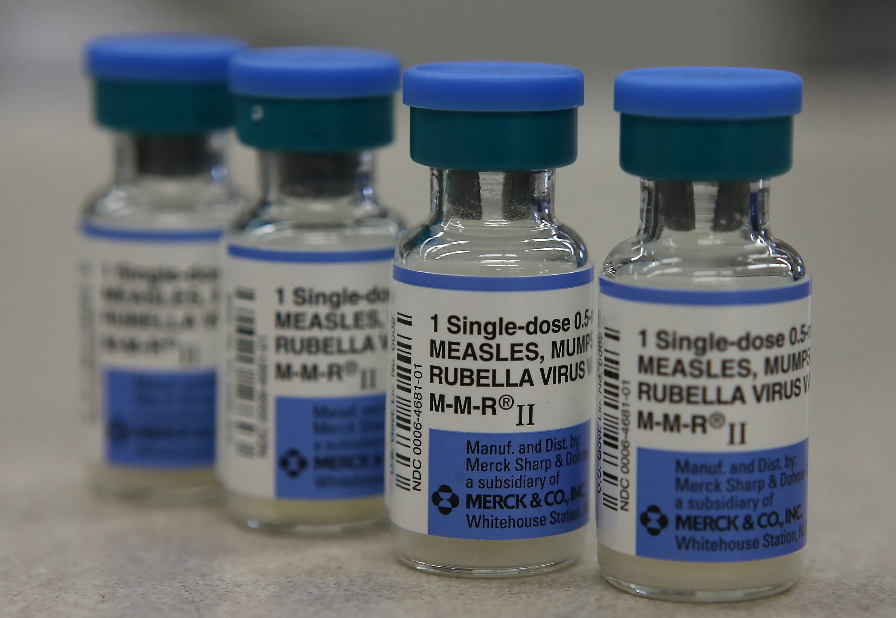 Vials of measles, mumps and rubella vaccine.
