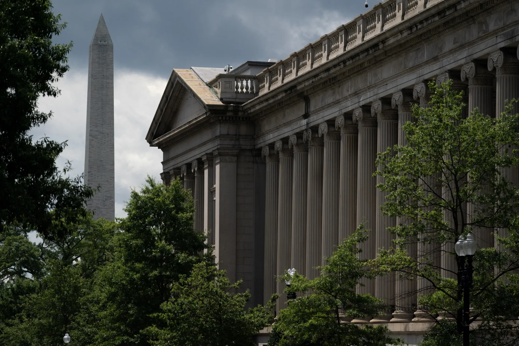The US Treasury building in Washington.&nbsp;The federal budget deficit, an on-again, off-again concern for the US electorate and economy, is back on.