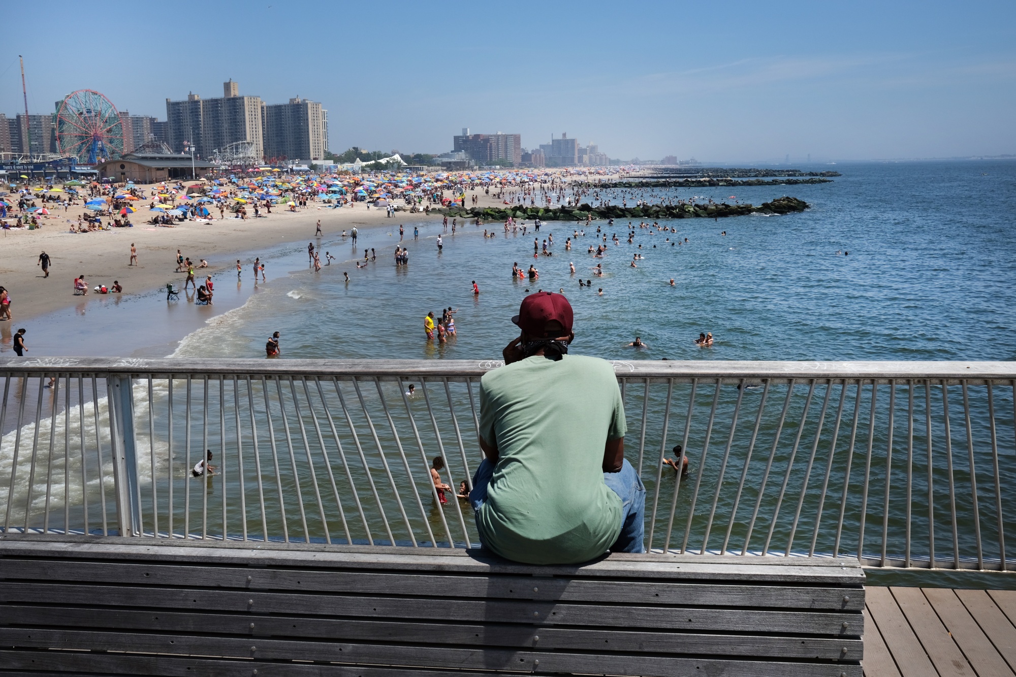 Beachgoers visit Coney Island in Brooklyn on July 19, 2020.