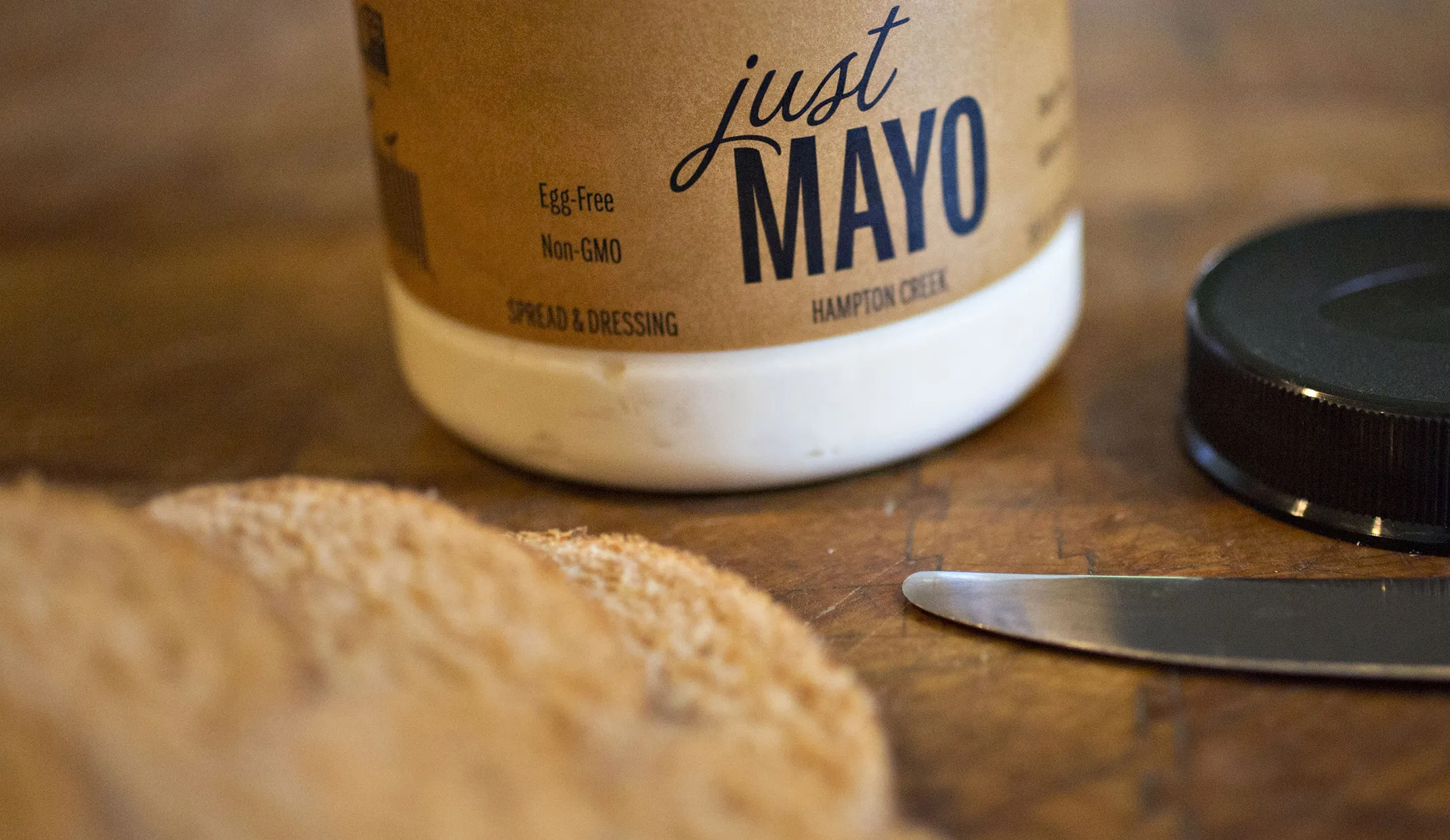 A jar of Hampton Creek Inc. Just Mayo brand egg-less mayonnaise.
