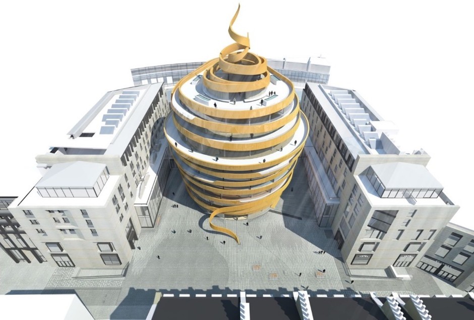 A rendering of the &quot;Ribbon Hotel,&quot; designed by Jestico + Wiles.