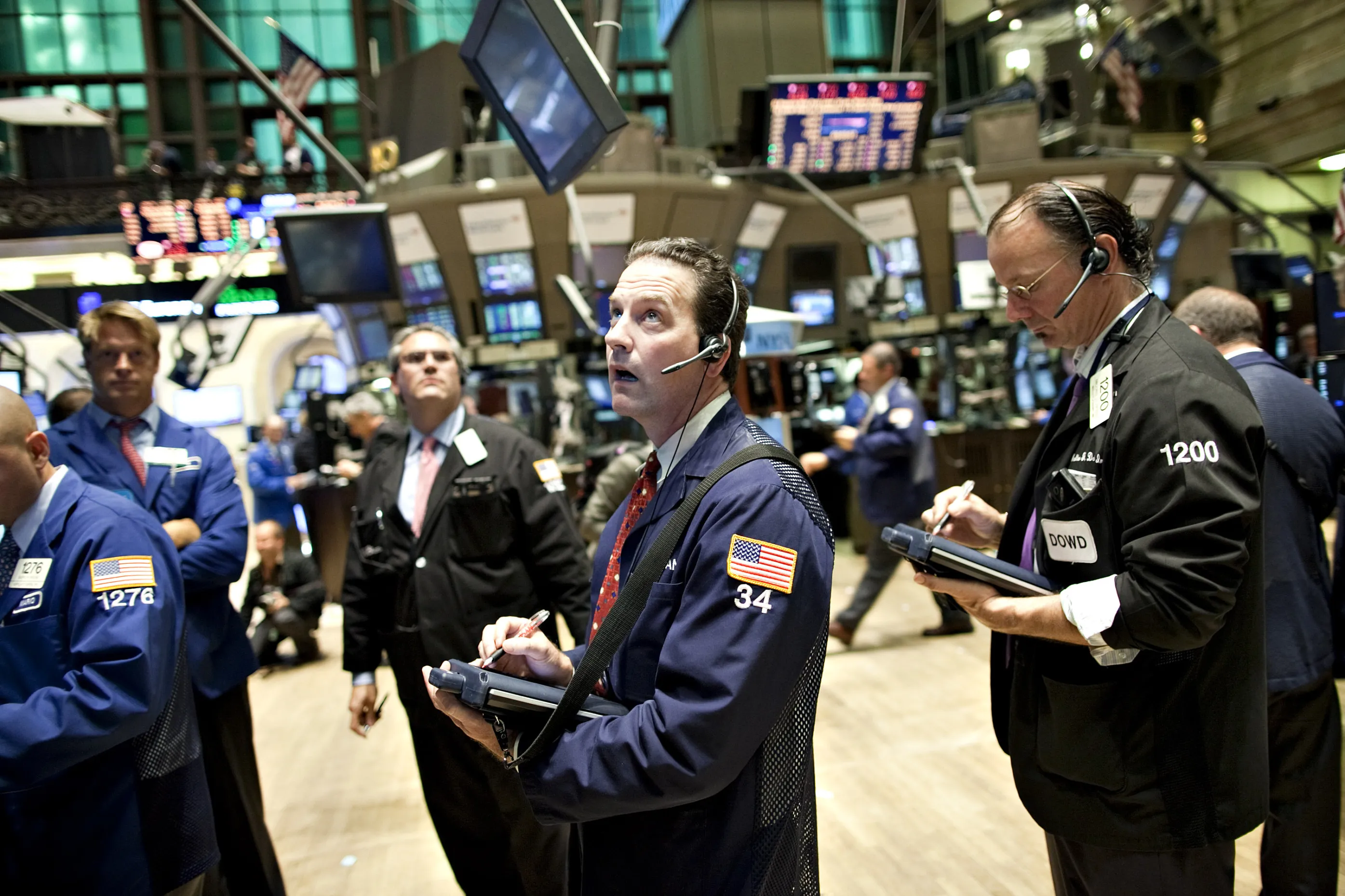 Traders work on the floor of the New York Stock Exchange on May 6, 2010.