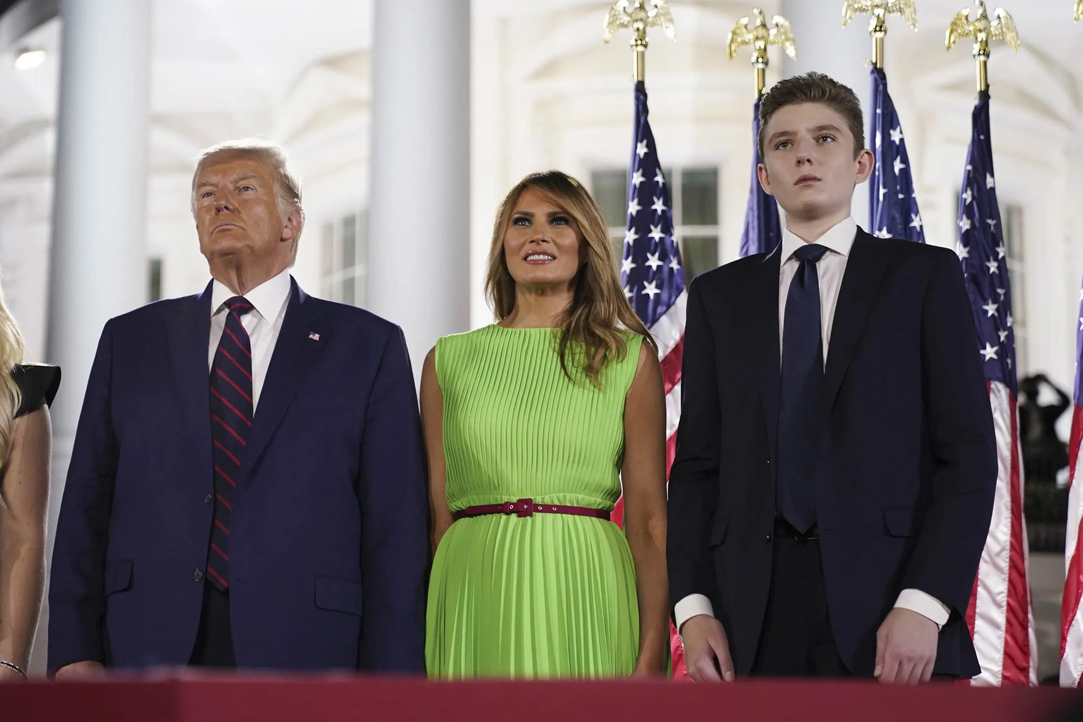 Barron Trump, from right, Melania Trump, and&nbsp;Donald Trump stand in front of the White House during the Republican National Convention&nbsp;on&nbsp;Aug. 27.&nbsp;