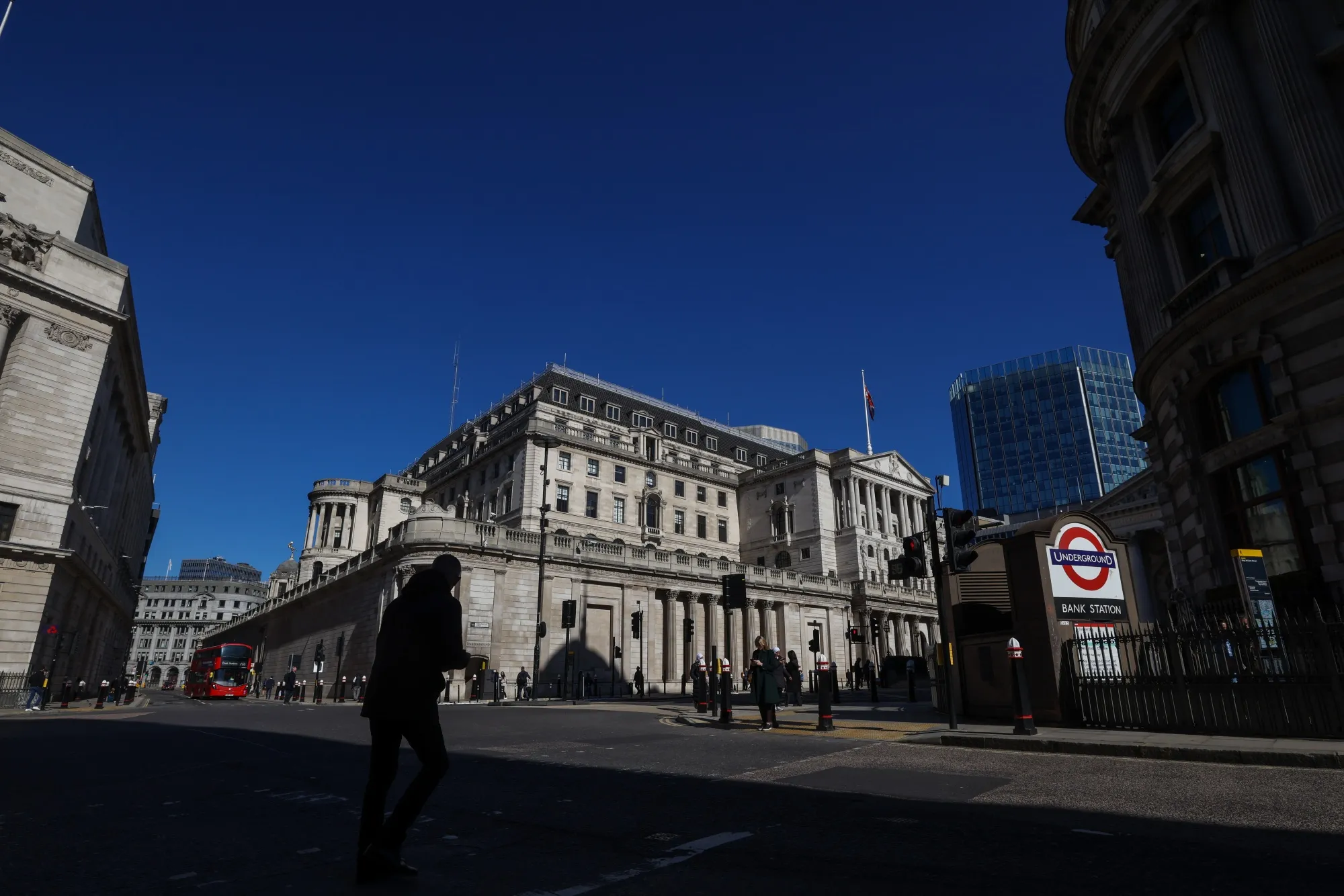 The Bank of England (BOE) in the City of London.