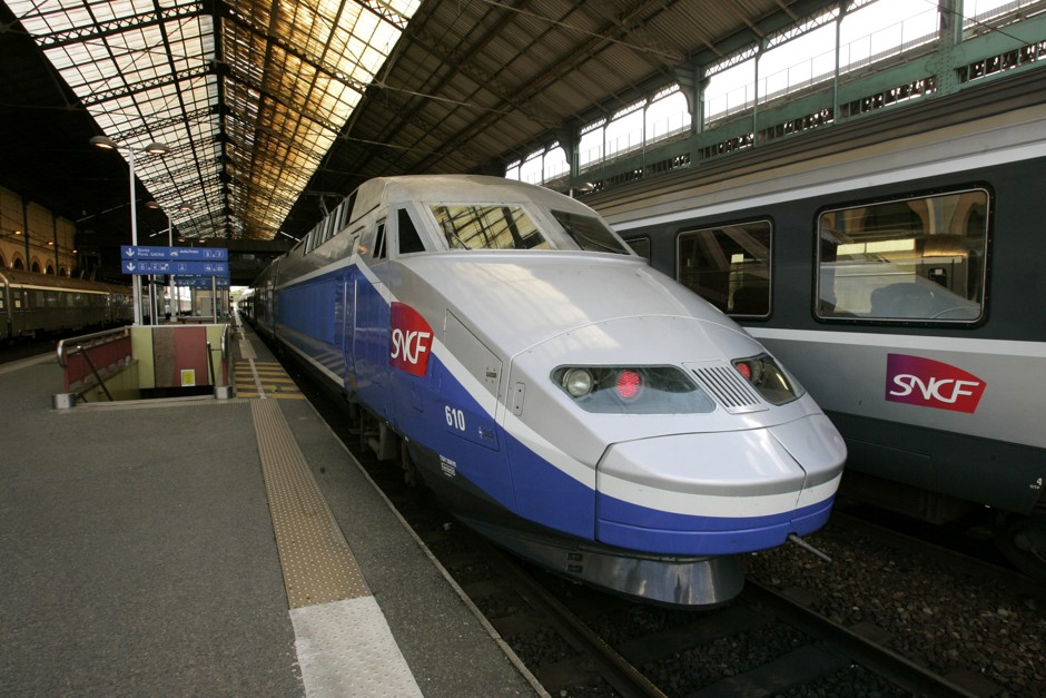 A TGV train at Lyon's Perrache Station.