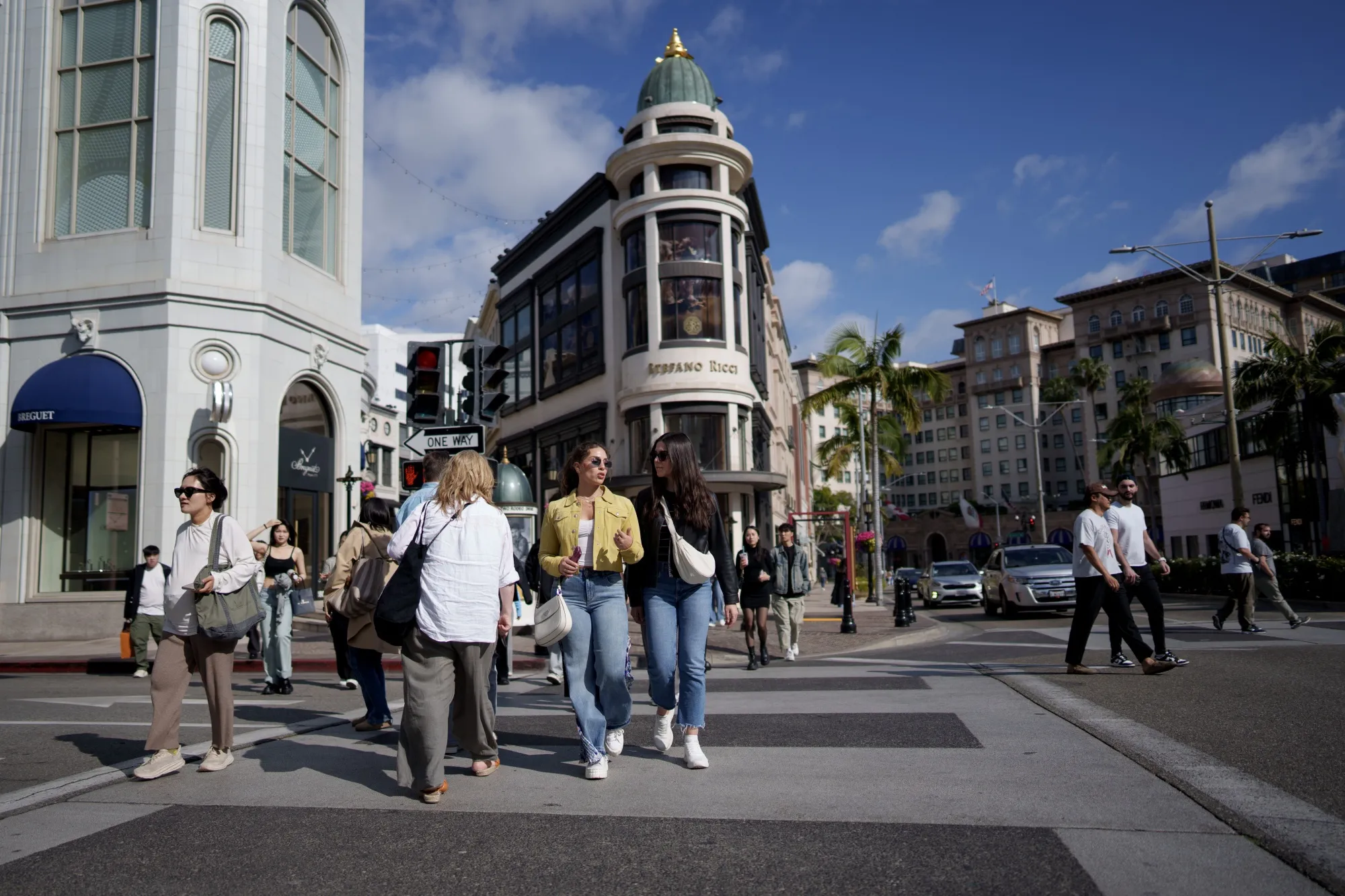 Shoppers on Rodeo Drive in Beverly Hills.