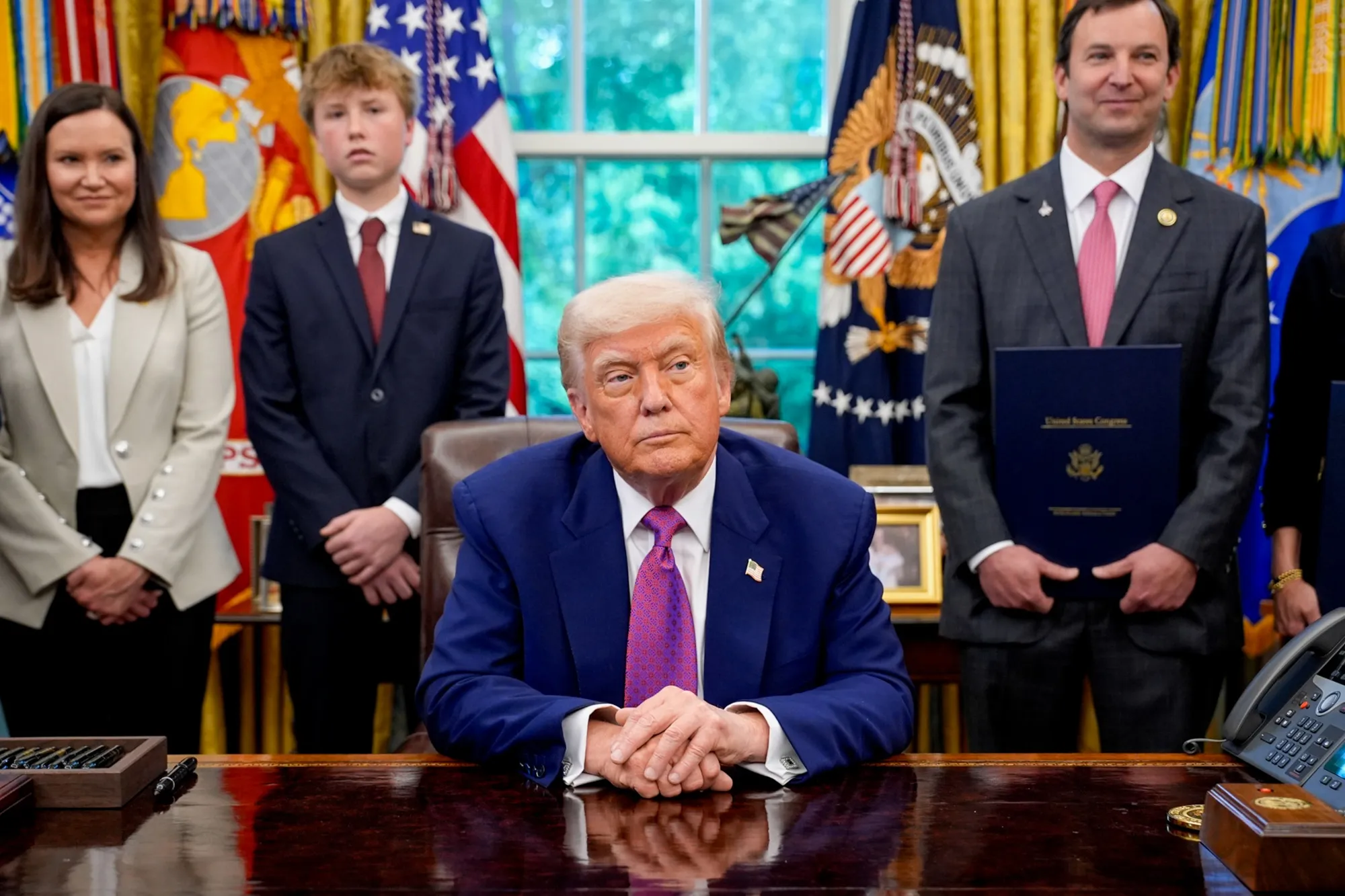 President Donald Trump during a Congressional resolution signing in the Oval Office of the White House in Washington, DC, on May 9.