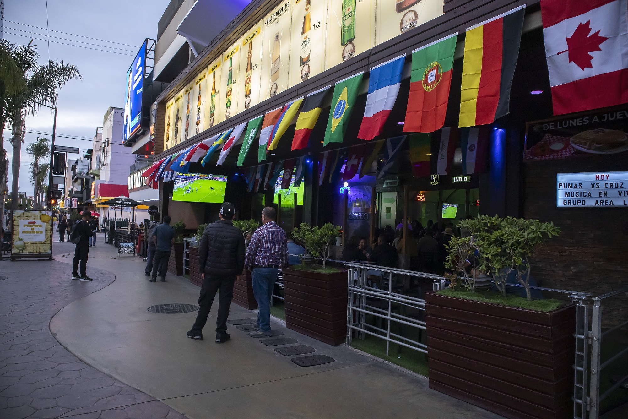 Fans watch a soccer game at restaurants in downtown Tijuana on May 24, 2026 in Tijuana, Mexico. Photo by Francisco Vega/Getty Images