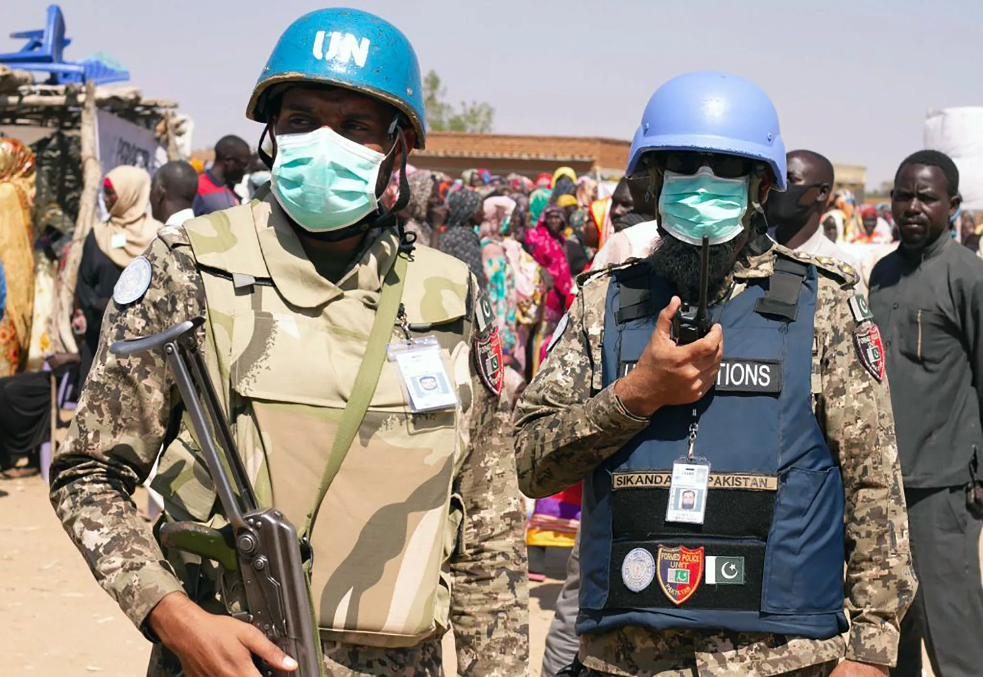 Members of the United Nations and African Union peacekeeping mission (UNAMID) in South Darfur.&nbsp;