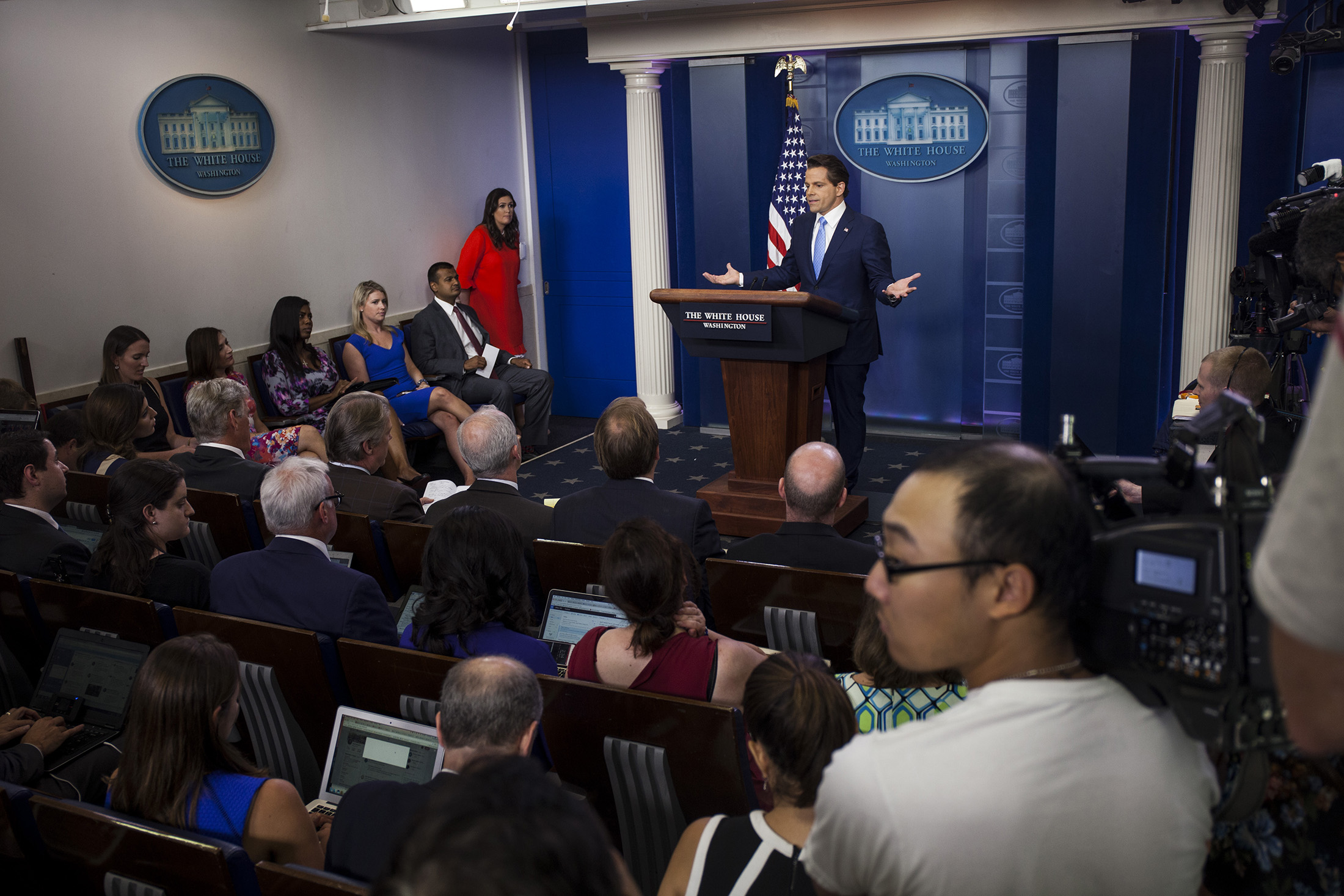 Anthony Scaramucci, director of communications for the White House, speaks during a White House press briefing in Washington, D.C., U.S., on Friday, July 21, 2017.
