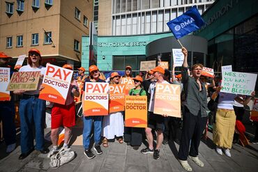 Doctors during a strike in Bristol, UK, on July 25.