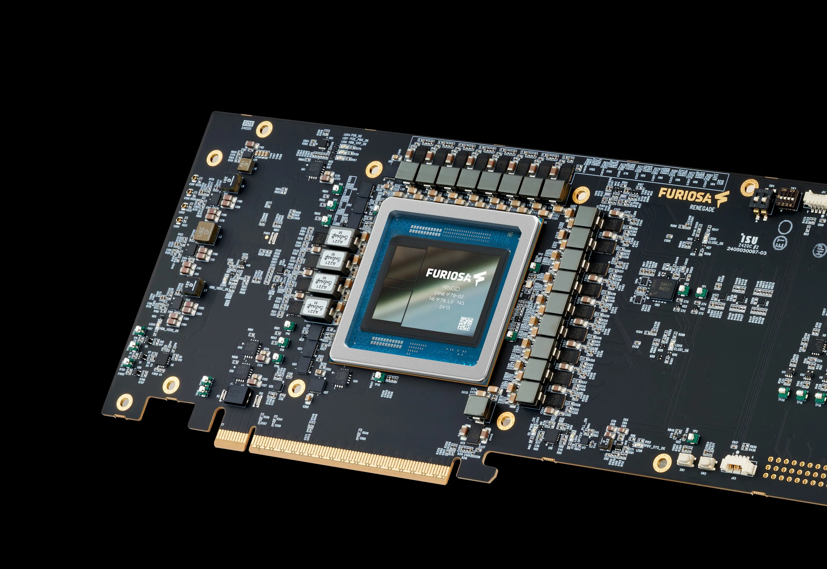 A FuriosaAI RNGD Gen 2 data center accelerator. 