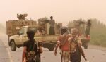 Yemeni pro-government forces gather at the south of Hodeidah airport&nbsp;on June 15.